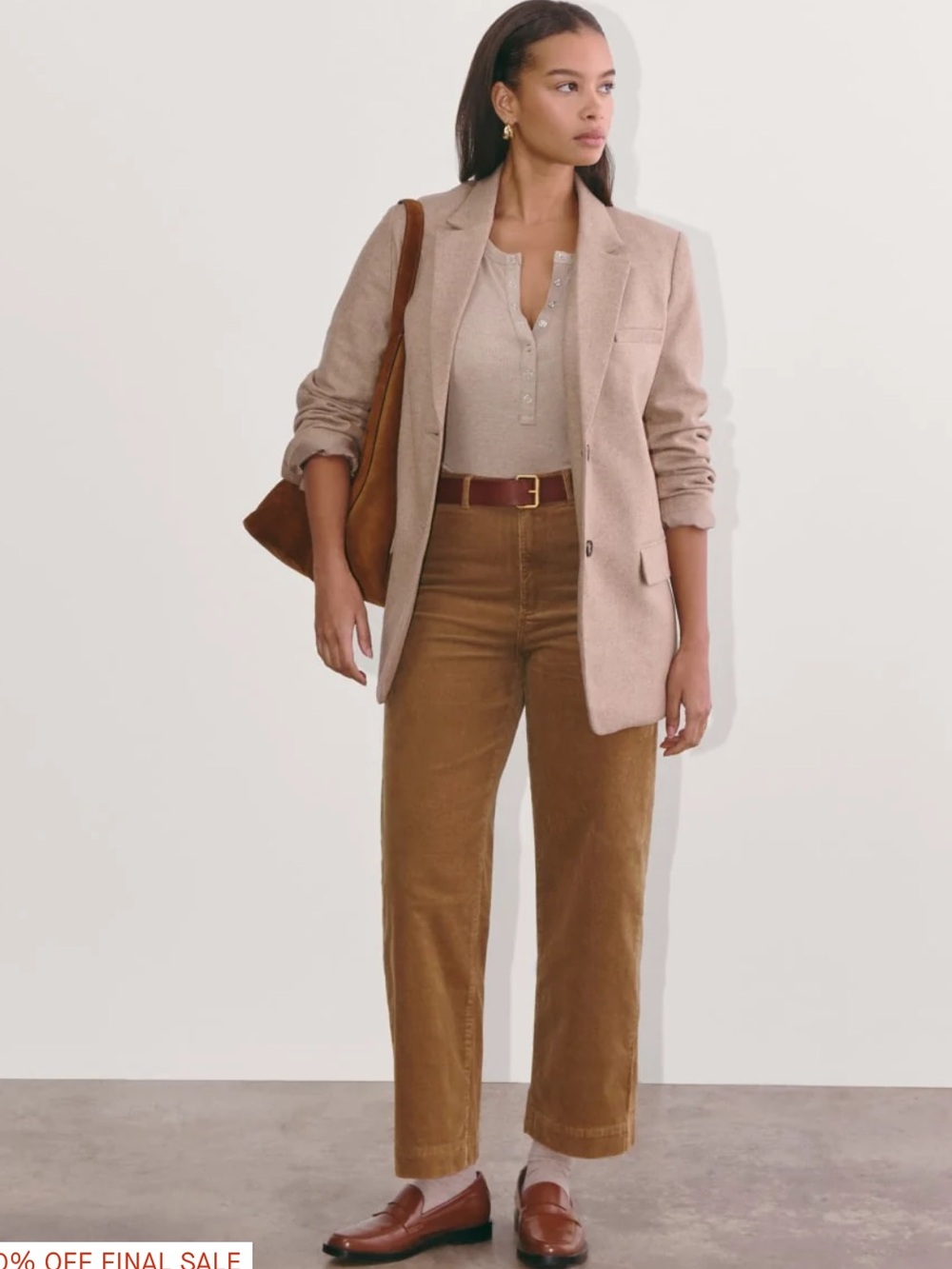Everlane The Sailor Pant Corduroy Toasted Coconut Sz 8 Wide Leg